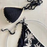 Bikini de ganchillo hecho a mano combinado con braguita de lycra de Maas Colors