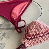 Bikini de ganchillo hecho a mano combinado con braguita de lycra de Maas Colors
