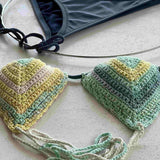 Bikini de ganchillo hecho a mano combinado con braguita de lycra de Maas Colors