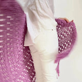 Chal de crochet color lila de algodón orgánico tejido a mano en Barcelona de Maas Colors