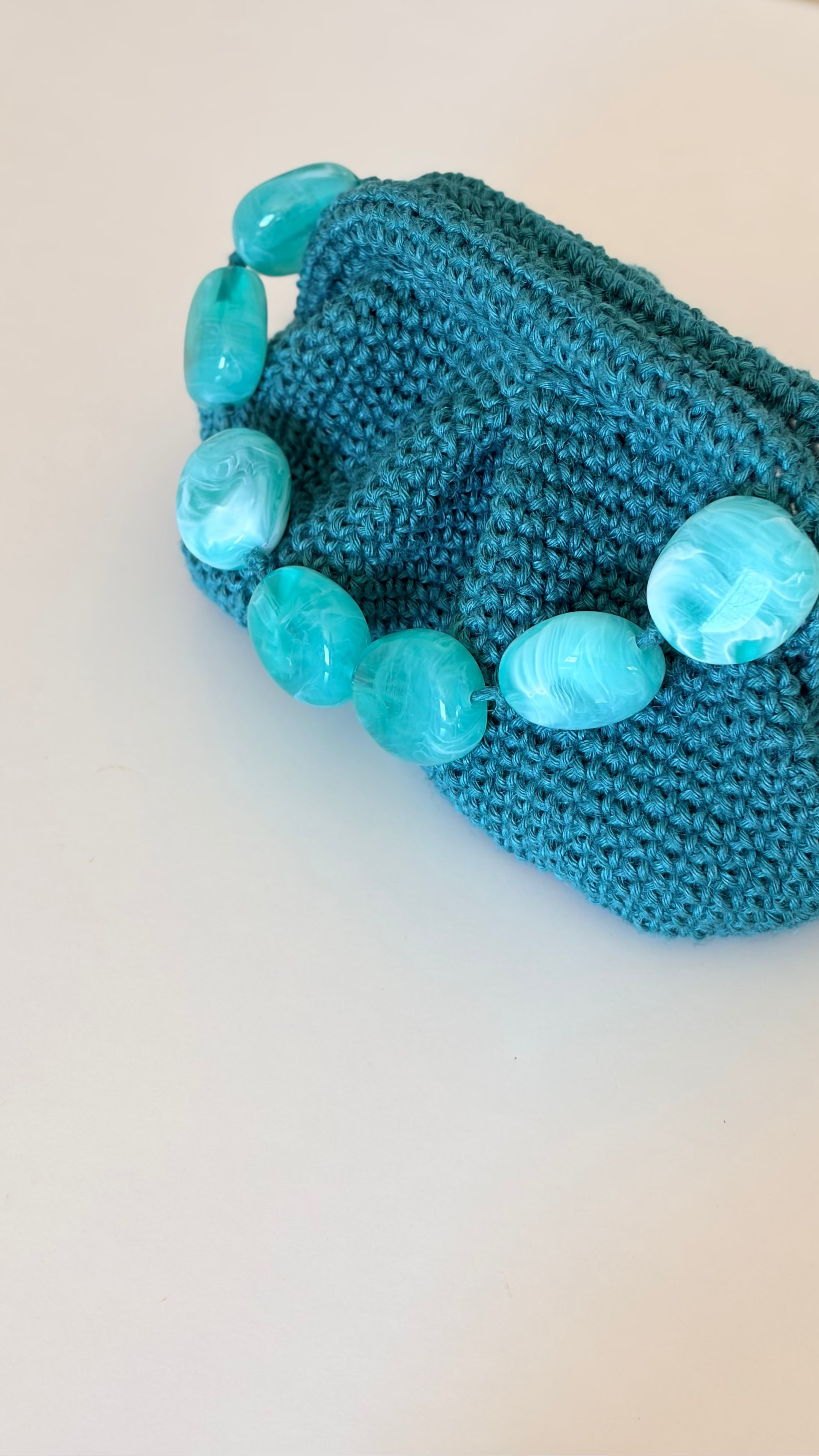 Bolso de mano  → Bolso artesanal de lino natural color jade -  Maas Colors