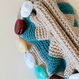 Bolso de mano  → Bolso artesanal de lino natural color VERDE AZULADO -  Maas Colors