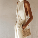 Mini bolso de cordón de raso tejido a mano en Barcelona de Maas Colors - Modelo. 