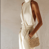 Mini bolso de cordón de raso tejido a mano en Barcelona de Maas Colors - Modelo. 