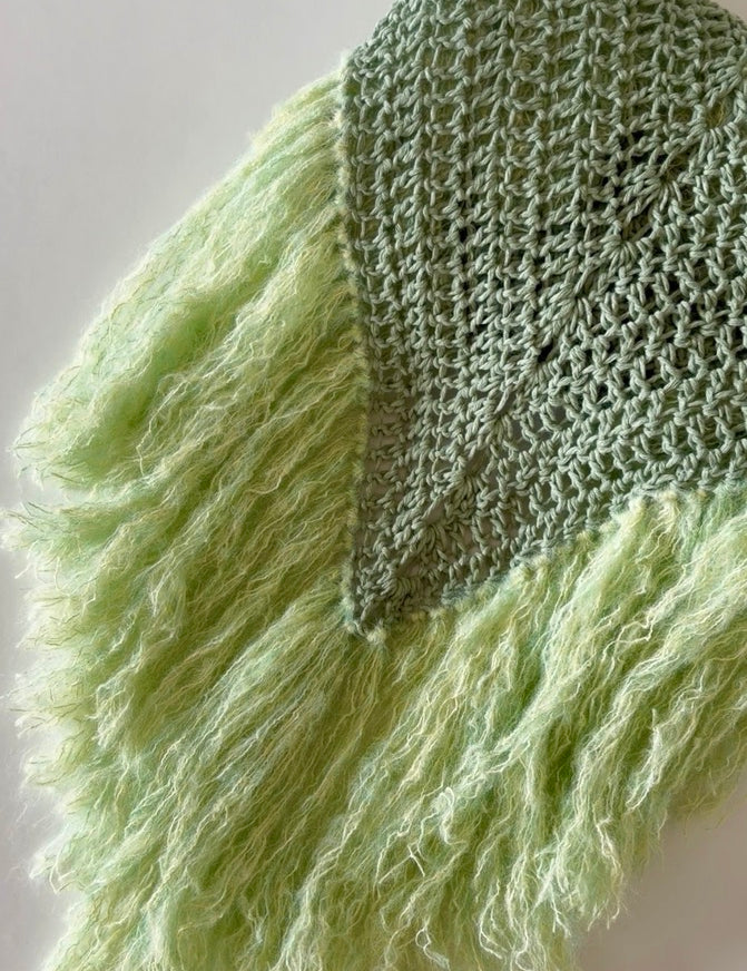 Chal artesanal de algodón orgánico color agua con flecos de mohair - Maas colors - Vista doblado  