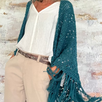 Chal de crochet de color jade de lana vegana tejido a mano en Barcelona de Maas Colors 