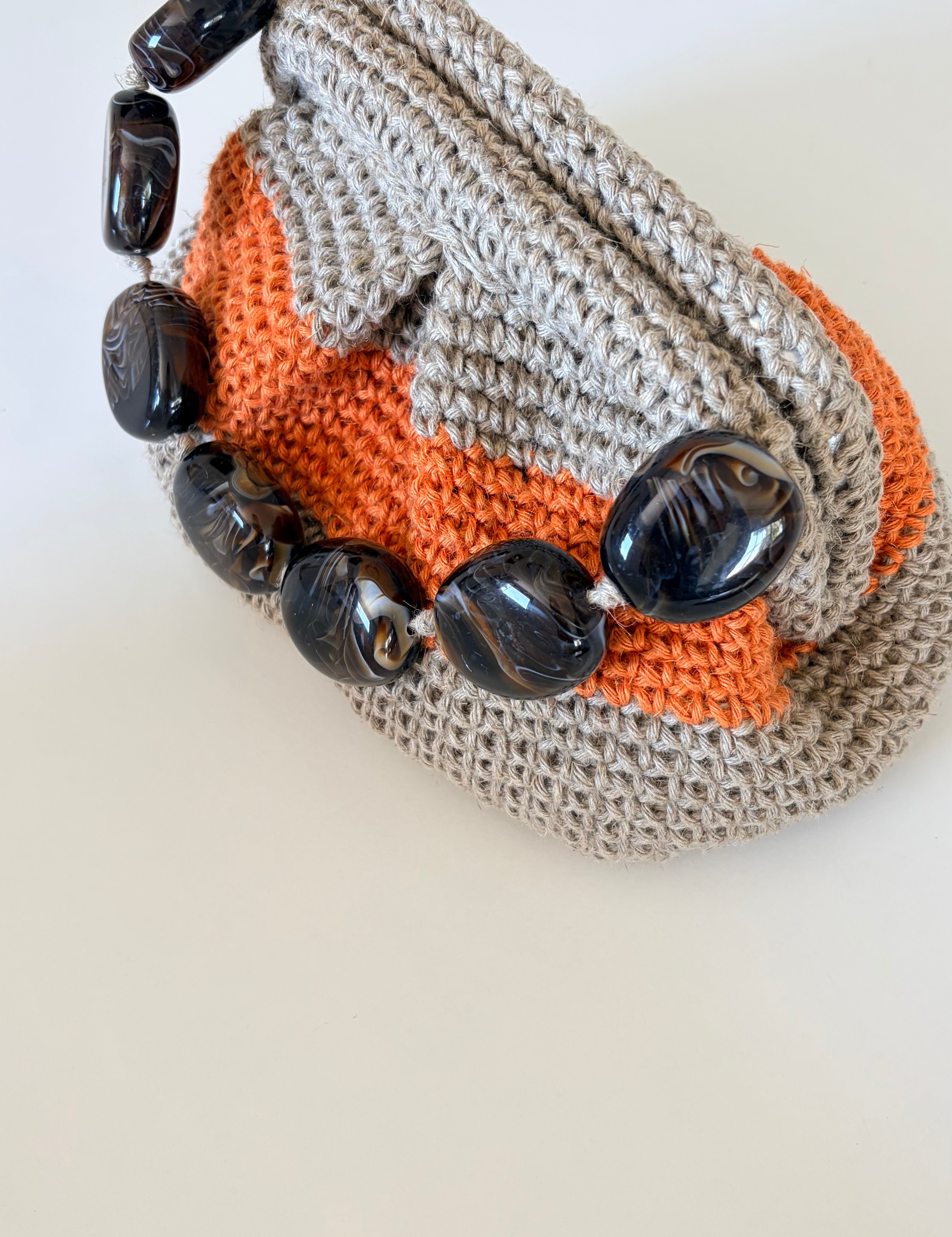 Bolso de mano  → Bolso artesanal de lino natural color naranja -  Maas Colors