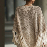 Chal de ganchillo color camel y crudo de algodón orgánico tejido a mano en Barcelona de Maas Colors - modelo 