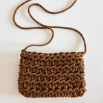 Mini bolso de cordón de raso tejido a mano en Barcelona de Maas Colors - Marrón. 