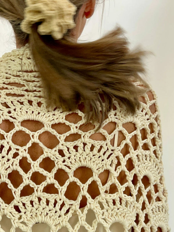 Chal vista trasera → Chal artesanal de algodón orgánico color crudo -  Maas Colors