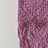 Chal de crochet color lila  de algodón orgánico tejido a mano en Barcelona de Maas Colors 