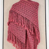 Chal de crochet color malva de lana vegana tejido a mano en Barcelona de Maas Colors 